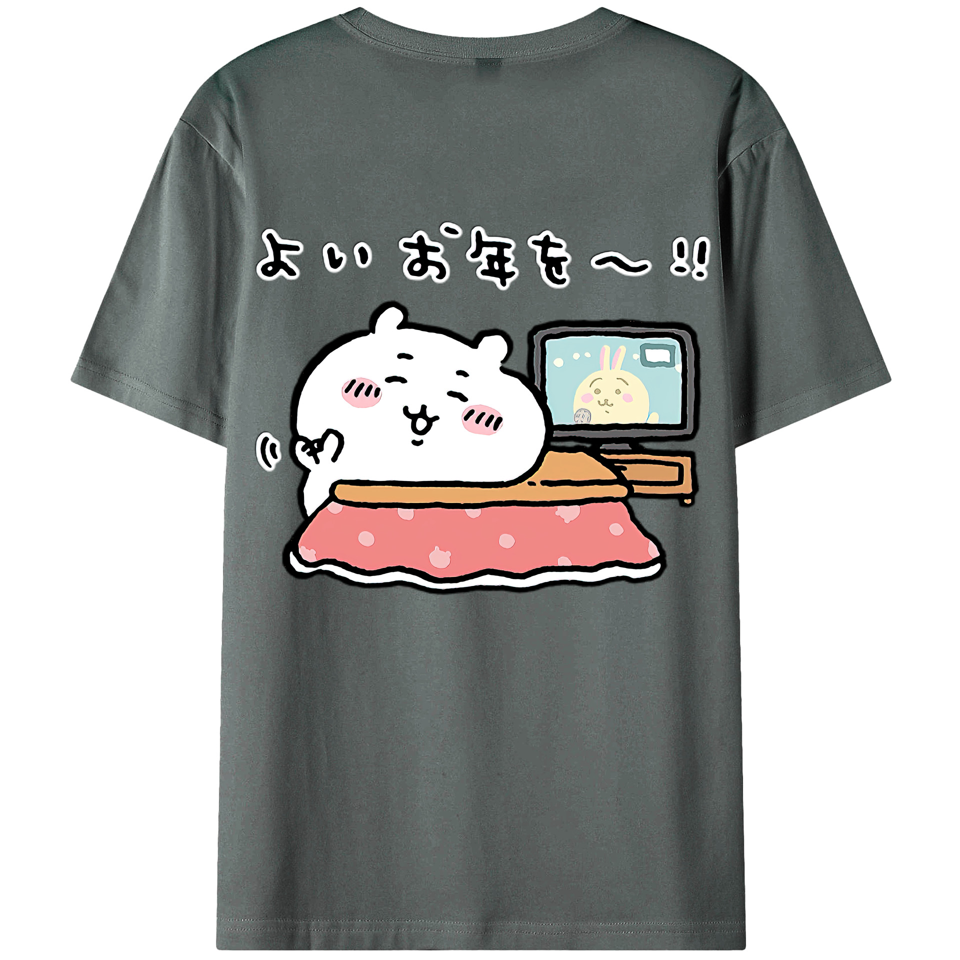 （画像用） ちいかわ ちいかわ Chii-kawa chiikawa 綿100％ メンズ半袖Tシャツ（バックプリント） 通気性